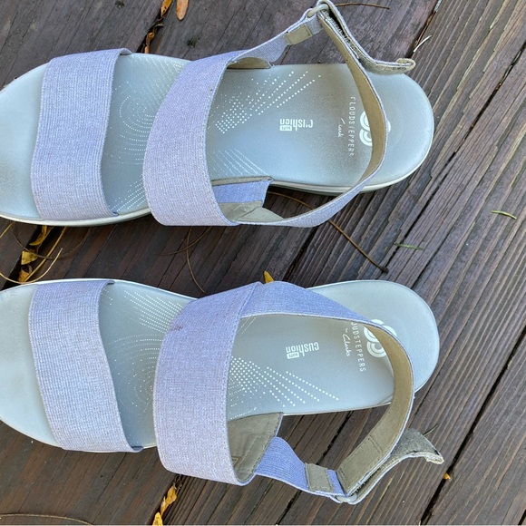Clarks | Shoes | Clarks Cloudhopper Fabric Sandals Grey Size 9 | Poshmark
